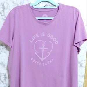 Life Is Good Outer Banks Women Lavender/Pink Tee Size XXL Classic Fit